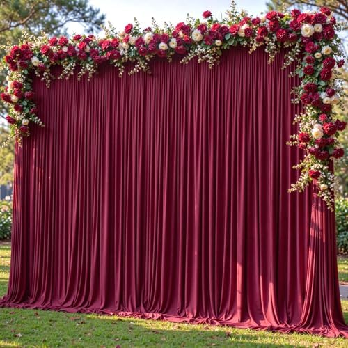 40x10ft Burgundy Backdrop Curtain Panels for Parties - Wrinkle Free Polyester Photo Curtain Backdrop Wedding Back Drop Fabric Drapes for Party Decorations Background for Photography - Image 2