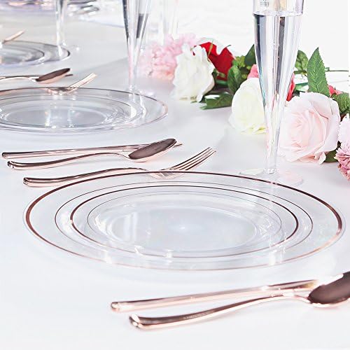 I00000 60 Pcs Rose Gold Plastic Plates, Premium Disposable Party Plates - Image 6
