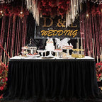 167in Black Tulle Table Skirts for Rectangle Tables 6/8ft, 2-Layer Gold Grim Ruffle Tulle Tutu Cloth Table Skirt 14ft Long Decor Birthday Party Wedding Graduation Cake Dessert(No Table Cover) - Image 6