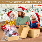 AFOROEOA 10PACK Baskets For Gifts Empty, 10 x 8”Thick Kraft Gift Basket with 10 Clear Gift Bags and 10 Pull Bows, Empty Gift Baskets for Christmas, Thanksgiving Wedding Birthday Party Wrapping Gift - Image 7