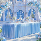 Wish Care Blue Satin Table Clothes for 4 Foot Rectangle Tables - 4FT Wrinkle Resistant Glitter Rectangle Tablecloths, Party Table Covers for Wedding Banquet, Baby Shower, Birthday, Holiday Dinner - Image 4