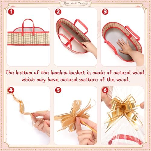 Reallnaive 6 Set Large Empty Gift Basket to Fill, Bamboo Woven - Image 3
