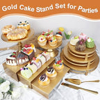 MACIFECI Gold Dessert Table Display Set, 11PCS Metal Gold Cake Stand Set, Including Cupcake Tower Stand, Dessert Tray, Risers Stands, for Wedding, Party - Image 5