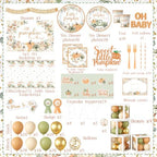 275pcs Little Pumpkin Baby Shower Decorations for Boy or Girl Fall Baby Shower Plates and Napkins Cups Backdrop Tablecloth Balloons for for A Little Pumpkin Is On The Way Baby Shower Decorations - Image 4