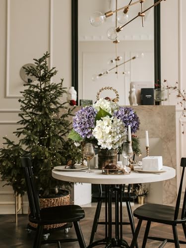 ZYTUYO 4 Pcs 20'' Gray Purple Real Touch Hydrangea Artificial Flowers Vintage Lifelike Latex Hydrangeas Long Stem for Boho Home Decor Porch Outdoor Wedding Kitchen Xmas Table Centrepiece - Image 3