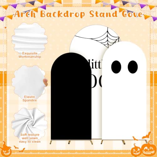 3 Pcs Halloween A Little Boo is Almost Due Arch Backdrop with 4FT 5FT 6FT - Image 3