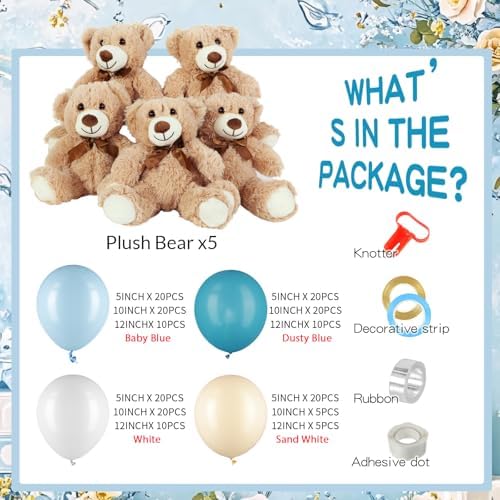 Bear Baby Shower Decorations, 185 Balloon Kit,Blue,White - Image 3