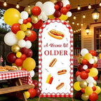 ZestZing Hot Dog Birthday Party Decorations Arch Backdrop Covers and Balloon Garland Arch Kit, A Weenie Bit Older BBQ Cookout Theme Photography Background for Women Girls Birthday Party Decor Supplies - Image 3