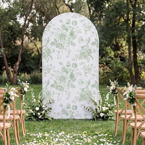 Tegeme Floral Arch Cover 7.2ft Sage Green Stretchy Spandex for Wedding - Image 3