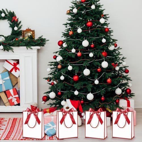 Silkfly 24 Pcs Paper Gift Bags with Handle 9x7x3.15'', White, Red - Image 6