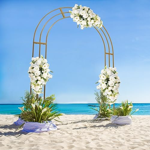 Wedding Arch Stand Gold Metal Backdrop Balloon Archway Decoration Stand 6.9 * 8.5FT Indoor Outdoor Party Ceremony Arches Frame Climbing Flower Plant Garden Arbor - Image 3