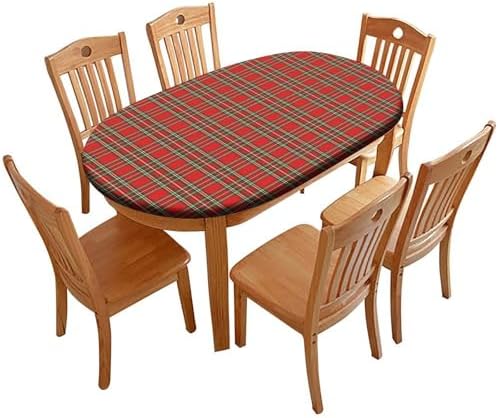 Red and Green Plaid Pattern Print Tablecloths Oval Leakproof & Sturdy Washable for Event Wedding Banquet & Parties Fits for 42" x 60" Oval Table by ZNCTFMR
