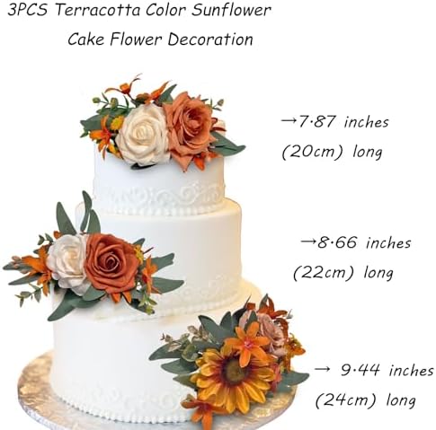 CherishedMoments 3Pcs Pre-Made Cake Flowers,Sunflower Wedding Cake Decor - Image 2