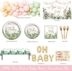 Hombae Taco Bout A Baby Decorations, Fiesta Baby Shower Supplies, Pastel Mexican Themed Backdrop Balloon Tablecloth Tableware Set with Plates Napkins Forks for Taco Cactus Party Supplies - Image 2