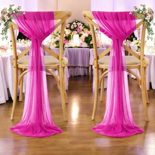 MDS Pack of 200 Chiffon Chair Sashes for Wedding & Event Décor - Magenta - Image 6
