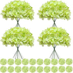 100 Pcs Faux Green Hydrangea Artificial Flowers Bulk, Fake Silk Hydrangea Flowers Heads with Stems for Wedding Decorations Garden Party Baby Shower Porch Home Decor Table Centerpieces by Cherica