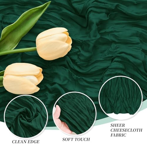 18 Pack Dark Green Cheesecloth Table Runner 21.5x120 Inch,Semi Sheer Boho Gauze Cheese Cloth Fabric Table Runners 10 FT Long for Wedding Party Baby Shower Birthday Home Decor - Image 4