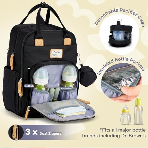 RUVALINO Baby Diaper Bag Backpack with Changing Pad, Waterproof, XL Black - Image 4
