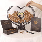 Heart Wedding Guest Book Alternative, Coffee Color Rustic Wooden Wedding Souvenirs with Heart Picture Frame, Heart Guest Book Drop Box, Personalized Decor Party Birthday - Image 5