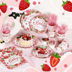 350 Strawberry Baby Shower Decorations for 50 Guests A Berry Sweet Baby is On The Way Party Supplies for Girls Disposable Dinnerware Set Paper Plates Napkins Cups - Image 5