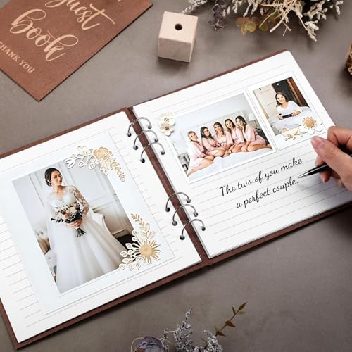 DERTE Wooden Rustic Wedding Guest Book Reception Sign with Pen and Holder - Image 6