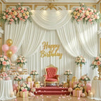 50x15ft Ivory Backdrop Curtains for Parties Wrinkle Free Fabric Backdrop Curtain Wedding Photo Drapes Backdrop for Birthday Party Baby Shower Bridal Shower Photography Stage Back Drop 10 Panels 5x15FT - Image 2