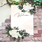 2Pcs Faux Floral Swag for Wedding Welcome Signs, Elegant Floral Decor for Ceremony and Reception, Ideal for Home Decoration (White) - Image 2