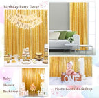 4 Panels 2FTx8FT Gold & Silver Sequin Backdrop Curtain | Sparkling Party Decor | Photo Booth Background for Events, Weddings, and Celebrations - Image 2