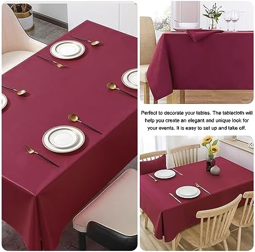 4 Pack Square Table Cloth 85x85 Inch Burgundy Tablecloth Machine Washable Fabric Polyester Table Cover for Dining, Buffet Parties, Picnic, Events, Weddings and Restaurants（Burgundy） - Image 5