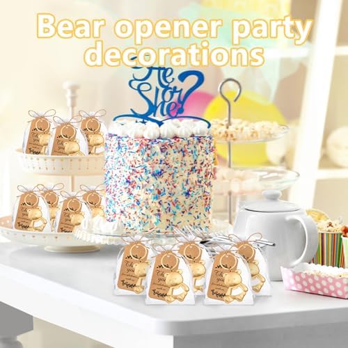 50Pack Bear Bottle Opener Keychain Baby Shower Return Favors for Guests Bear Bottle Opener with Organza Bags Tags for Birthday Wedding Decoration Return Gift Souvenirs - Image 4