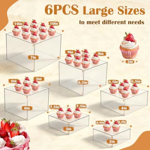 6 PCS Buffet Risers and Stands, Dessert Food Display for Buffet Table - Image 2