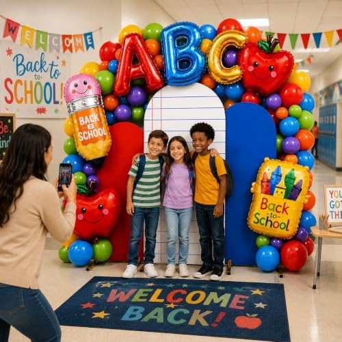 Cinrobiye 56 Pcs Back to School Composition Notebook Spandex Arch Covers, 4FT 5FT 6FT Fabric Arch Backdrop Covers for First Day of School Classroom Decorations, Welcome Back Party Photo Backdrop Kit - Image 6