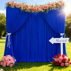 50x10ft Royal Blue Backdrop Curtain Panels for Parties - Wrinkle Free Polyester Photo Curtain Backdrop Wedding Back Drop Fabric Drapes for Party Decorations Background for Photography - Image 3