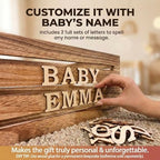 Wooden Baby Shower Crate Closet & Basket with Hanger Rack - Customizable Gift Basket with 2x Alphabet Letter Sets, Hangers, Dividers, Ivy Garland,Nursery Decor Girls Boys(Rustic Burnt Wood) - Image 4