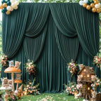 10x12ft Hunter Green Backdrop Curtains, Dark Green Drapes for Backdrop Draping Fabric 5x12FT, 2 Panels by LittleFunny
