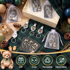 30 Sets Blue Green Tartan Plaid Bear Baby Shower Favor Nail Clipper Bottle Openers Keychain Return Gift for Guest with Thank You Cards Organza Bags for Gender Reveal Party Souvenirs - Image 3