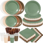 Zhehao 350 Pcs Woodland Paper Plates and Napkins Party Supplies by Zhehao