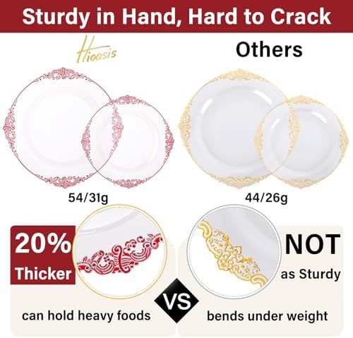 Hioasis 350 Pcs Clear Red Plates for Party - Image 2