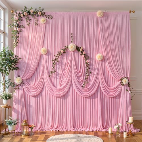 40ft x 10ft Pink Backdrop Curtains, Baby Pink Drapes for Backdrop Fabric - Image 6