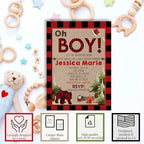 Custom Baby Shower Invites Lumberjack Baby Shower Invitation 20 5x7 Custom Personalized Invites With Envelopes - Unique Baby Lumberjack Shower Cards - Image 2