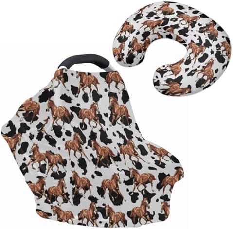 Horse Cow Print Car Seat Cover for Babies Fits Most Strollers & Baby Car Seats Soft and Stretchy Safely Breastfeeding Pillow Cover Baby Essentials by Unknown