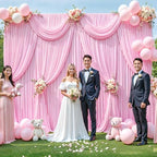 40ft x 12ft Light Pink Backdrop Curtains Wrinkle Free Backdrop Curtain for Wedding Parties Pink Fabric Backdrops Drapes Back Drop Cloth Bridal Shower Stage Curtains Wedding Decorations for Reception - Image 2