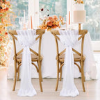 White Chair Sashes for Wedding: 32 Pieces 8ft Long Sheer Draping Fabric - Party Dinner Hotel Event Decoration - Image 3