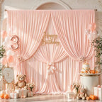 Blush Pink Backdrop Curtains-Wrinkle-Free Polyester Photography Drapes Party Curtain Background for Baby Shower Wedding Decorations- 16 X10FT - Image 4