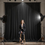 10 Panels Black Backdrop Curtains - Wrinkle Free Fabric Backdrop Curtain for Photoshoot,10ft Wedding Party Photo Backdrop Drapes for Birthday Baby Shower Photography Stage Background Decorations - Image 4