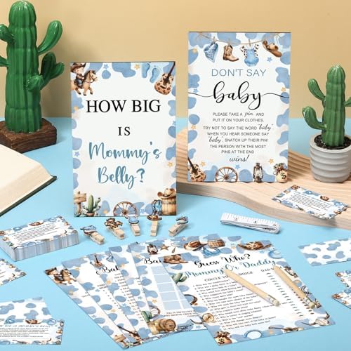 Funnymoom 426 Pcs Cowboy Baby Shower Games, 8 Games Bingo Word Scramble - Image 2
