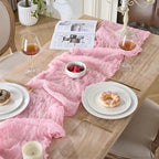 3 Pack Pink Cheesecloth Table Runners, 120 Inch 10Ft Blush Pink Gauze Table Runner for Wedding Birthday Party Baby Shower Decorations - Image 2