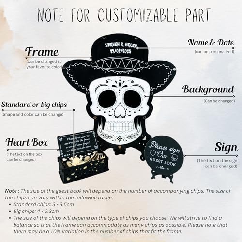 Personalized Sugar Skull Guest Book Alternative, Day of the Dead Wedding - Image 6