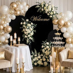 Set of 3 Wedding Arch Backdrop Stand,4+5+6 FT，Small Metal Arch Frame with 3 Black Backdrop Covers,Easy Setup for Birthday Baby Shower Anniversary Dessert Table Decoration - Image 2
