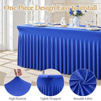 Shillance 2 Packs Royal Blue Tableclothes for 4 Foot Rectangle Table,Wrinkle Free Spandex Tablecovers 4FT Stretch Fitted Table Cloth with Skirt for Birthday Parties Graduations Event Wedding Banquet - Image 2